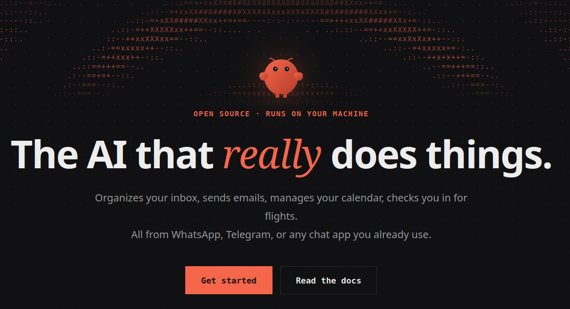 OpenClaw homepage - "The AI that really does things"
